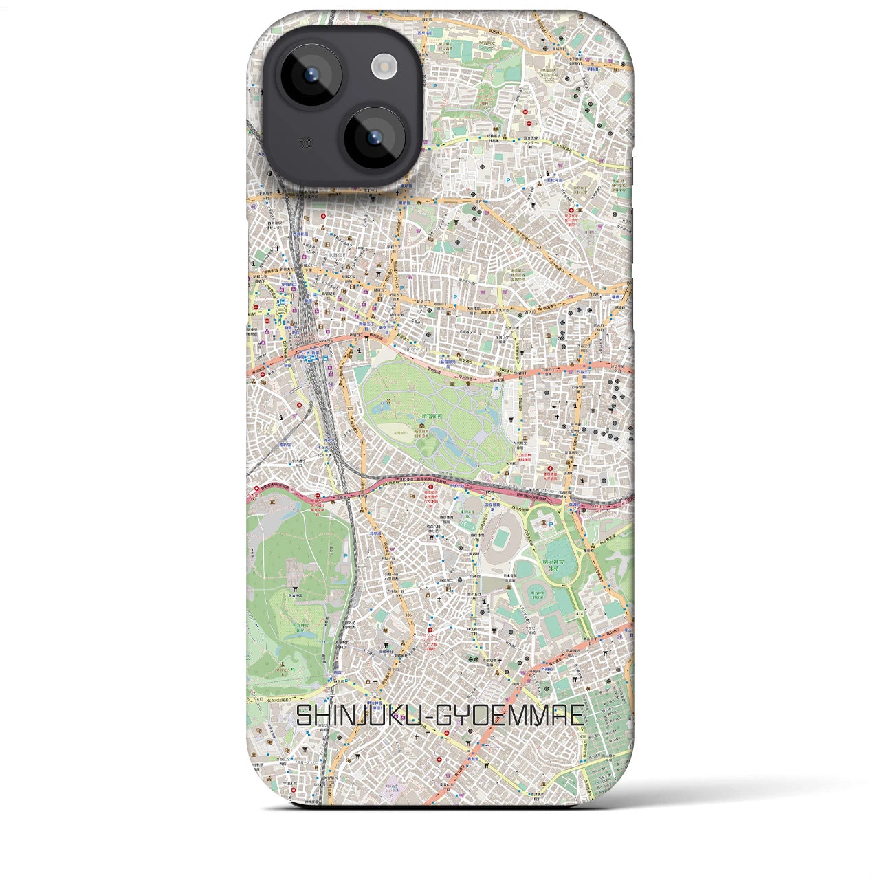 【新宿御苑前(東京都)】地図柄iPhoneケース(バックカバータイプ)