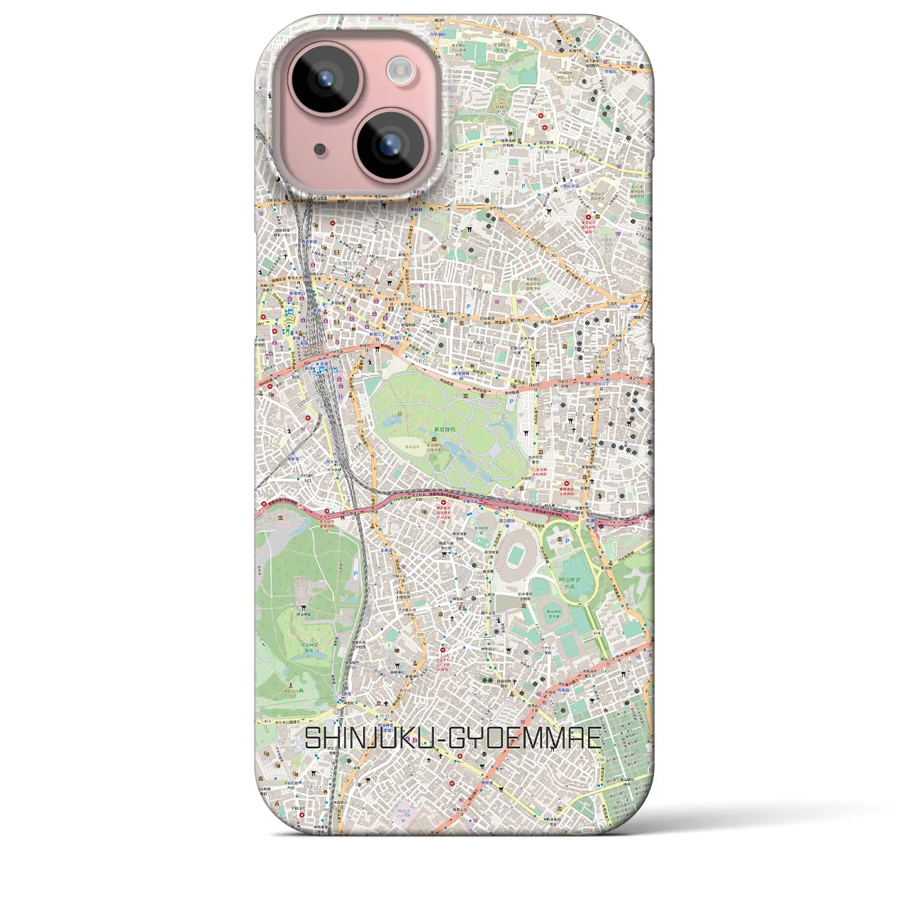 【新宿御苑前(東京都)】地図柄iPhoneケース(バックカバータイプ)