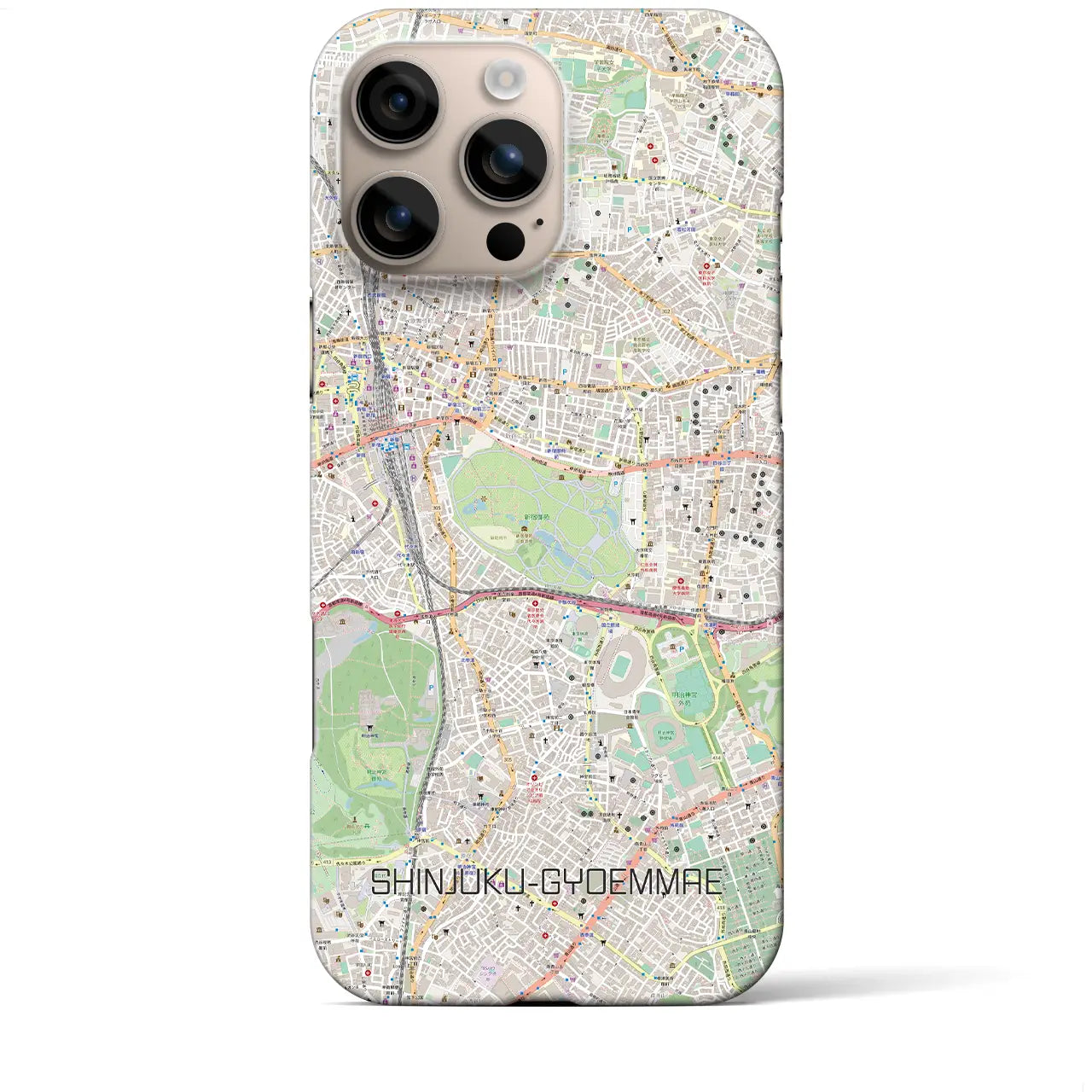 【新宿御苑前(東京都)】地図柄iPhoneケース(バックカバータイプ)