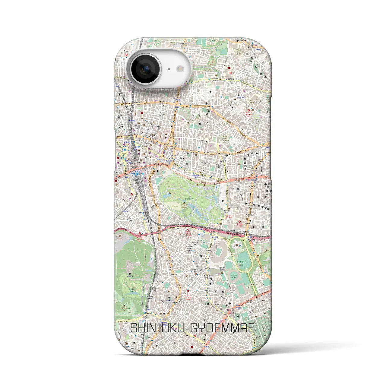 【新宿御苑前(東京都)】地図柄iPhoneケース(バックカバータイプ)