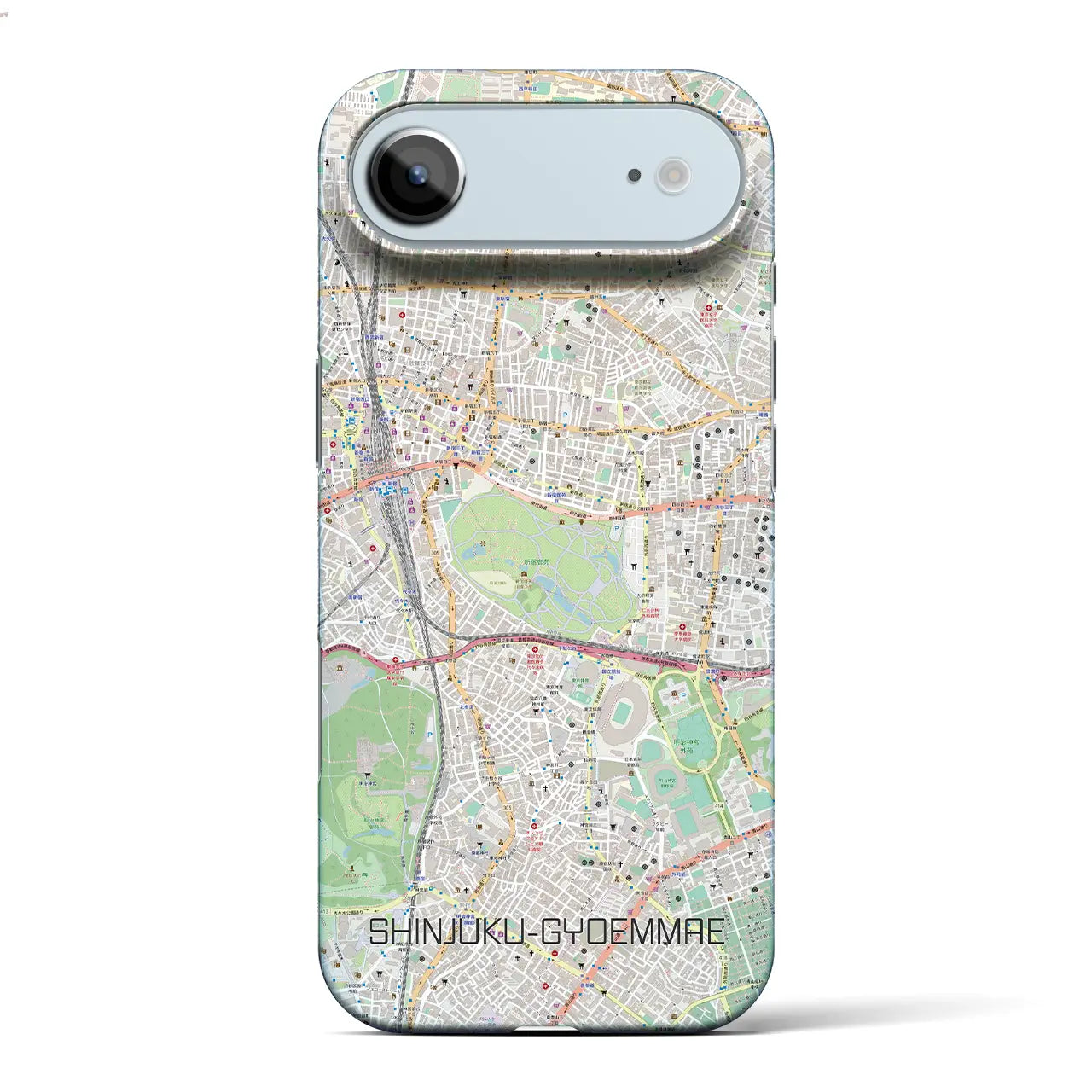 【新宿御苑前(東京都)】地図柄iPhoneケース(バックカバータイプ)ブラック・iPhone 17 Pro Max 用