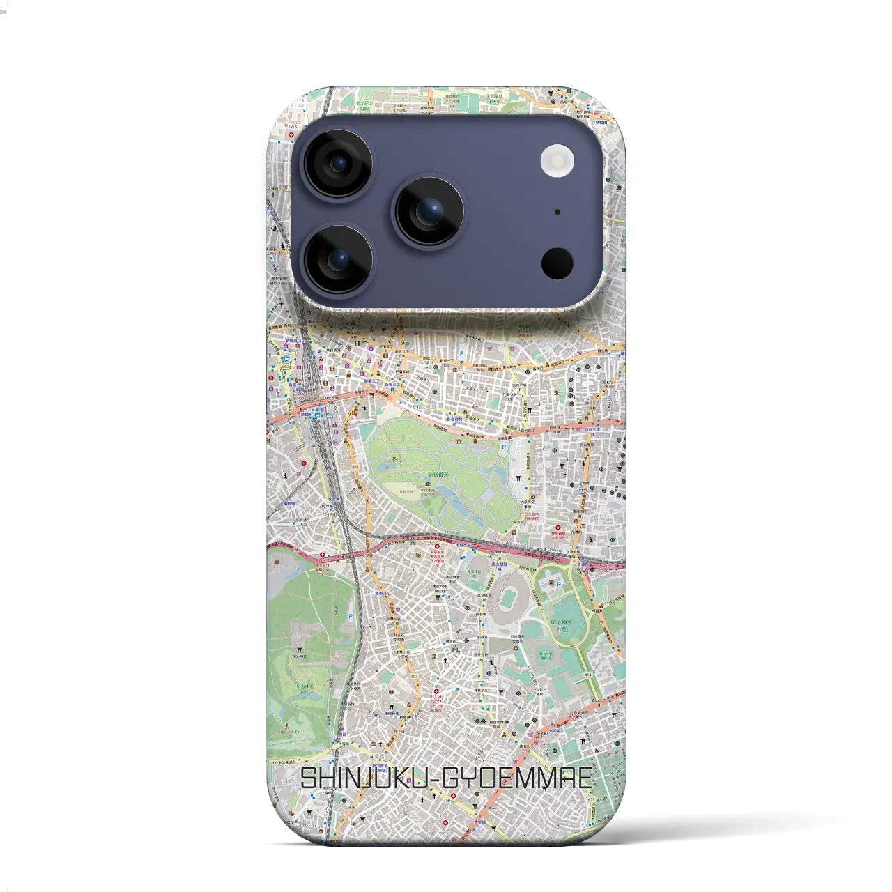 【新宿御苑前(東京都)】地図柄iPhoneケース(バックカバータイプ)ナチュラル・iPhone 17 Pro Max 用