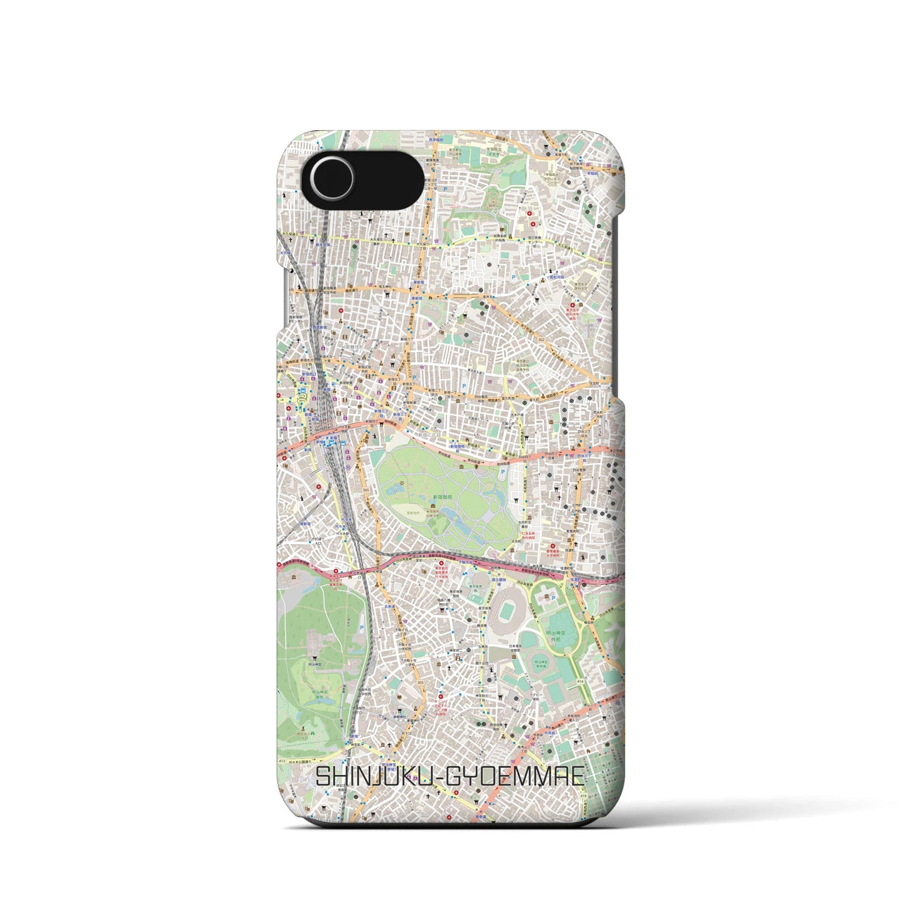 【新宿御苑前(東京都)】地図柄iPhoneケース(バックカバータイプ)