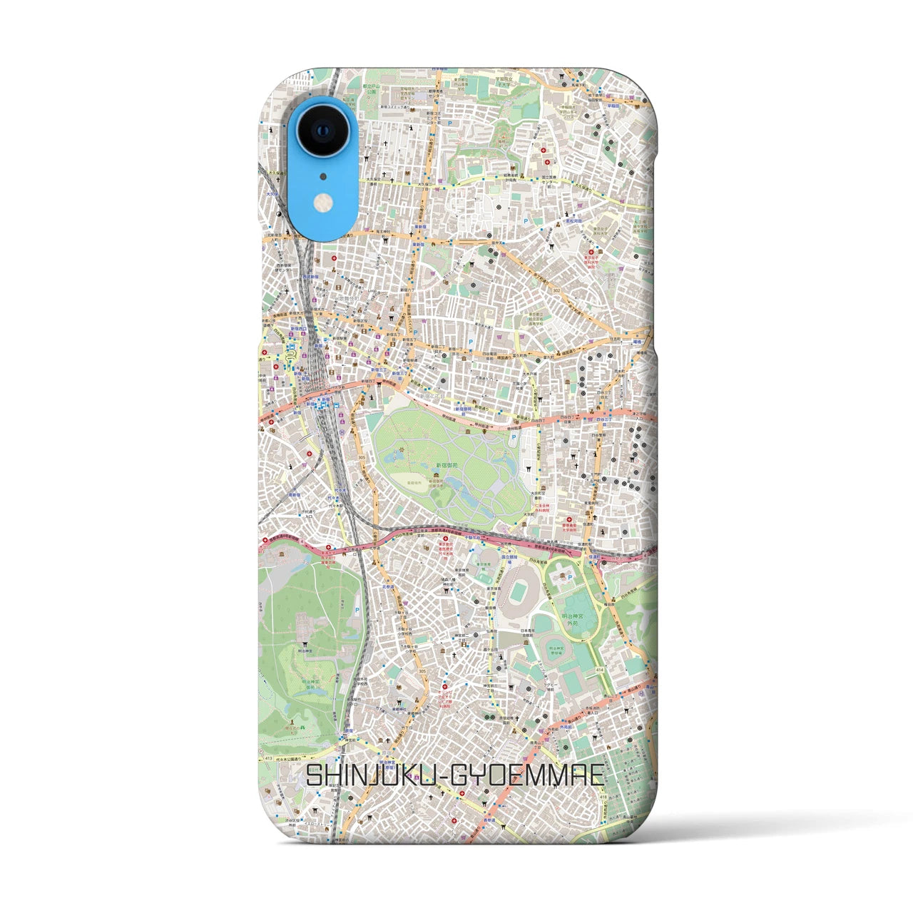 【新宿御苑前(東京都)】地図柄iPhoneケース(バックカバータイプ)