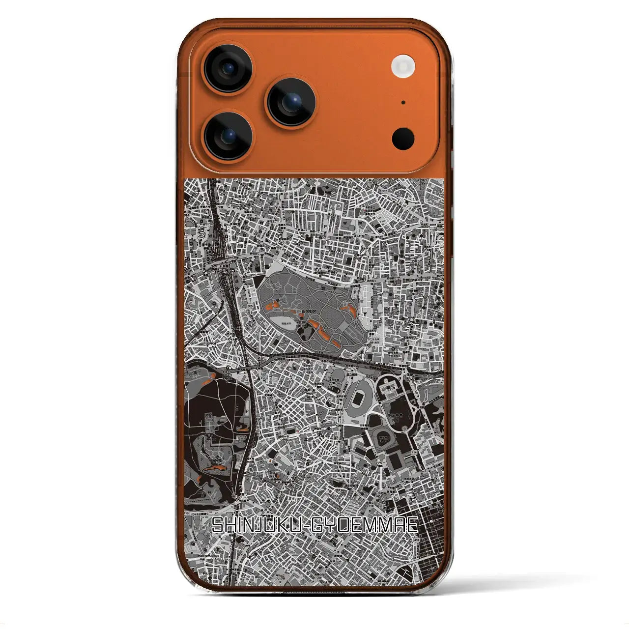 【新宿御苑前(東京都)】地図柄iPhoneケース(クリアタイプ)モノトーン・iPhone 17 Pro Max 用