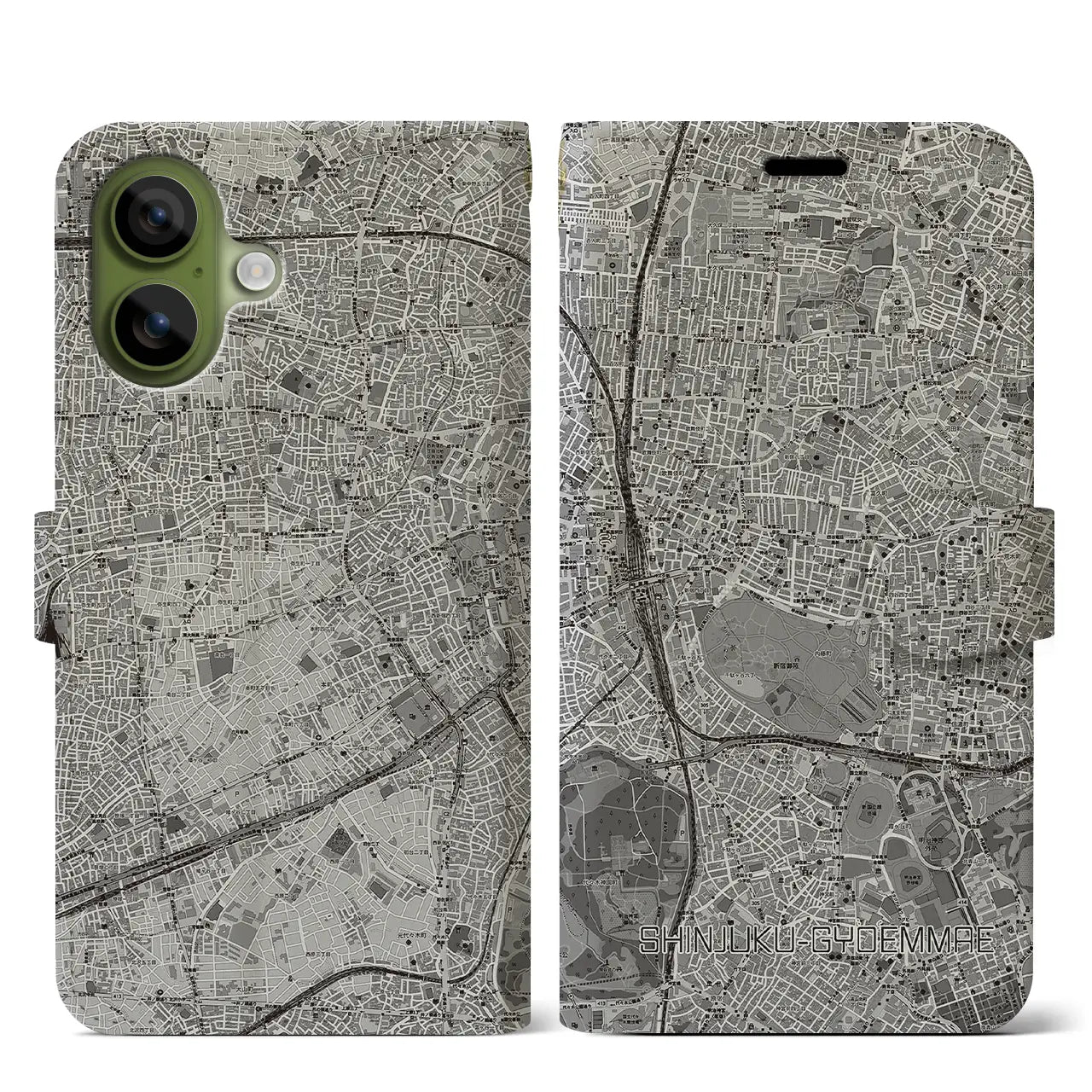 【新宿御苑前(東京都)】地図柄iPhoneケース(手帳タイプ)