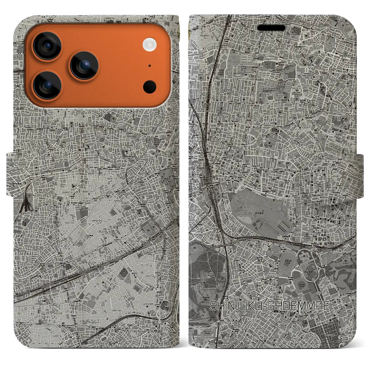 【新宿御苑前(東京都)】地図柄iPhoneケース(手帳タイプ)