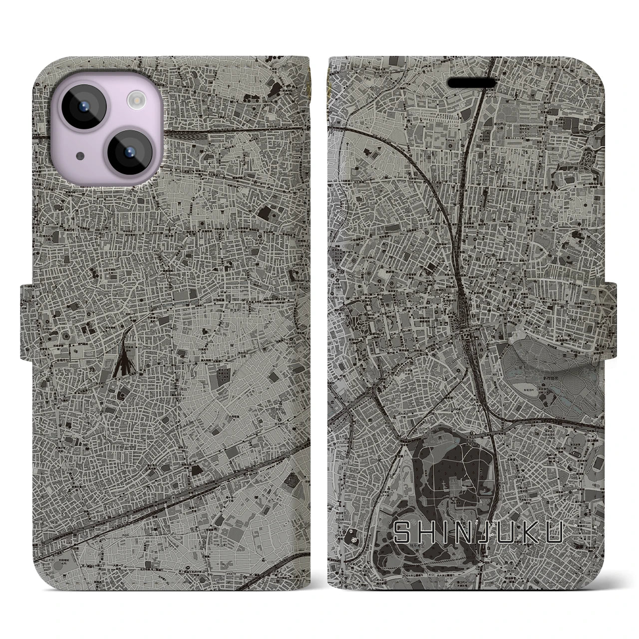 【新宿(東京都)】地図柄iPhoneケース(手帳タイプ)