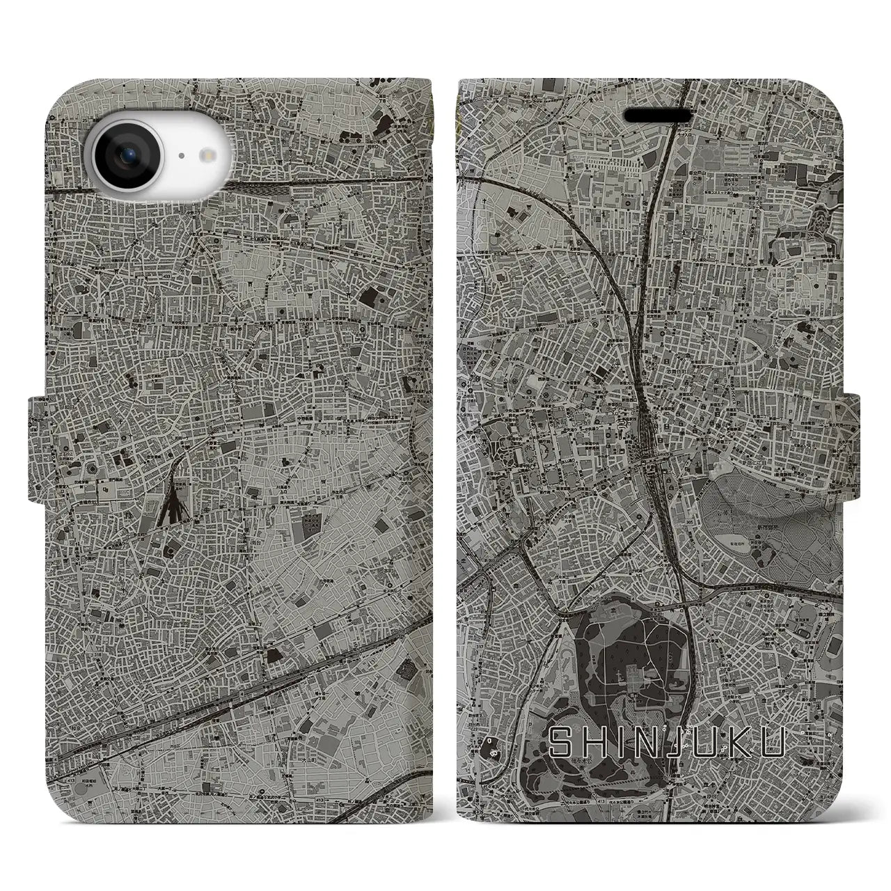 【新宿(東京都)】地図柄iPhoneケース(手帳タイプ)