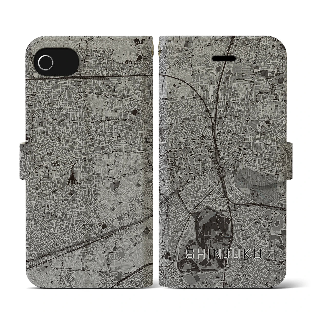 【新宿(東京都)】地図柄iPhoneケース(手帳タイプ)