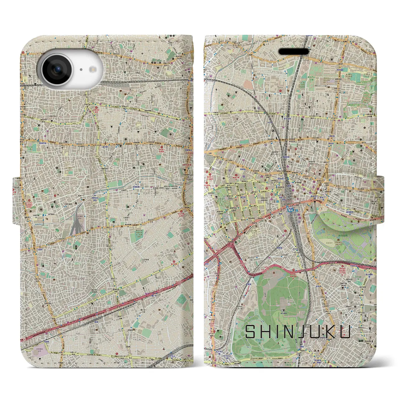 【新宿(東京都)】地図柄iPhoneケース(手帳タイプ)