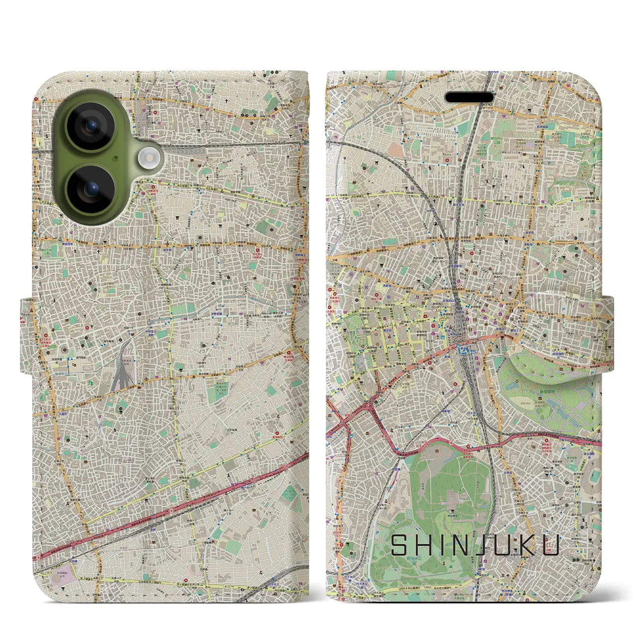 【新宿(東京都)】地図柄iPhoneケース(手帳タイプ)