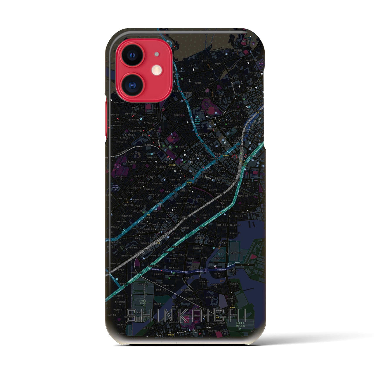 【新開地(兵庫県)】地図柄iPhoneケース(バックカバータイプ)