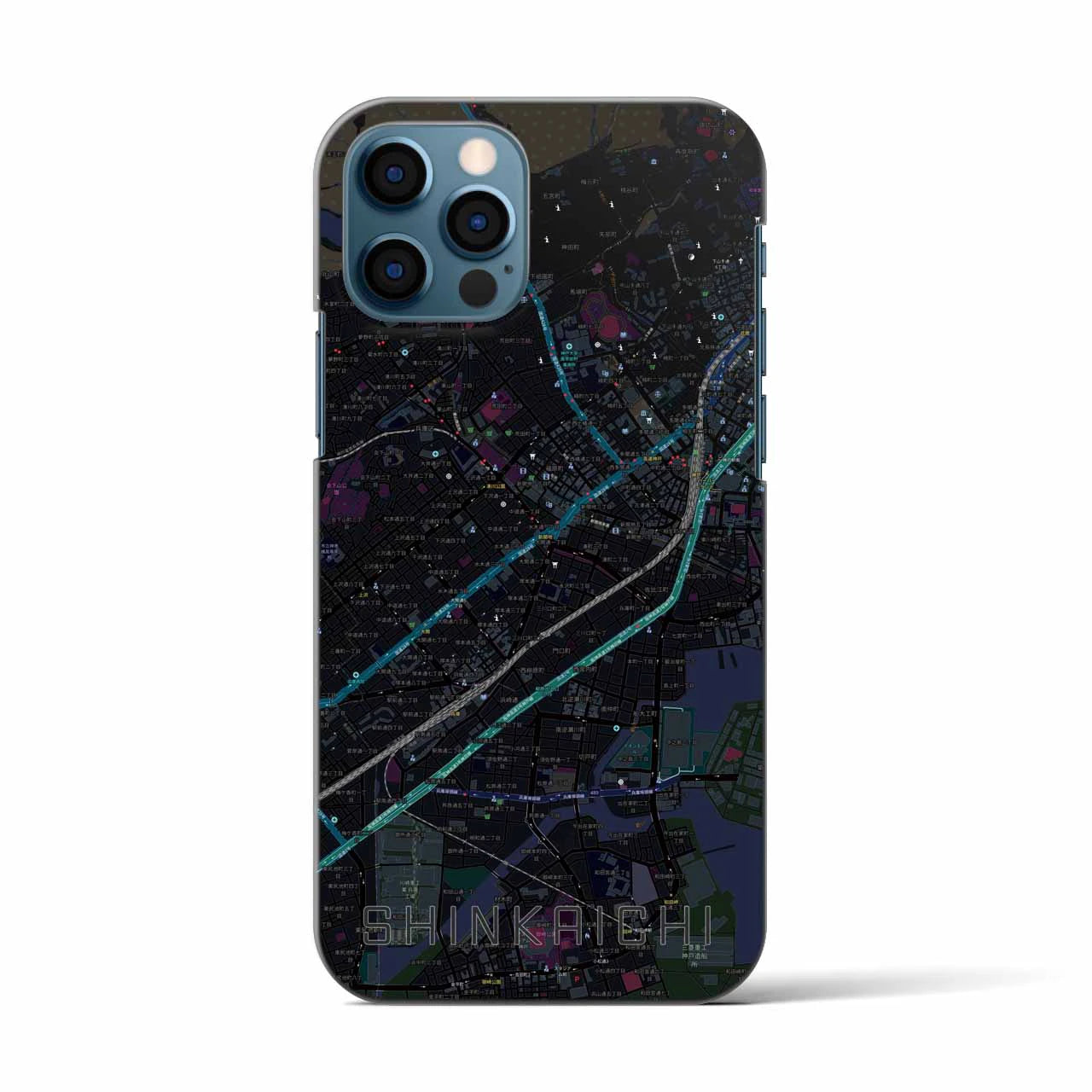 【新開地(兵庫県)】地図柄iPhoneケース(バックカバータイプ)