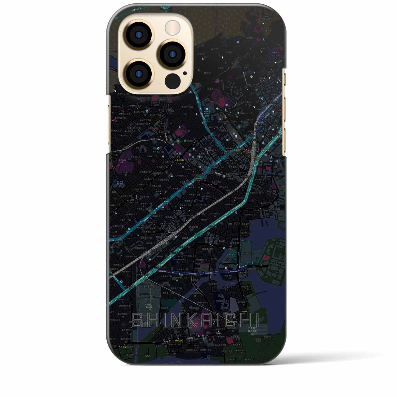 【新開地(兵庫県)】地図柄iPhoneケース(バックカバータイプ)