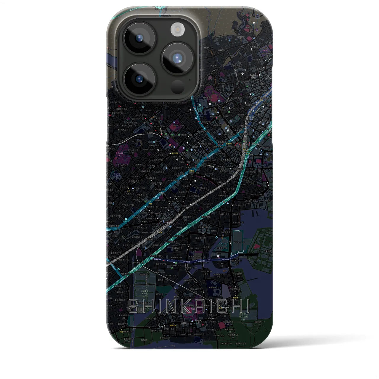 【新開地(兵庫県)】地図柄iPhoneケース(バックカバータイプ)