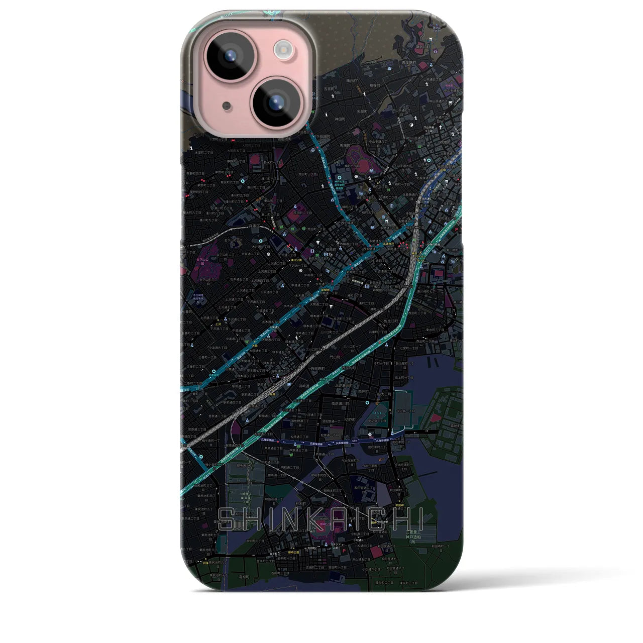 【新開地(兵庫県)】地図柄iPhoneケース(バックカバータイプ)