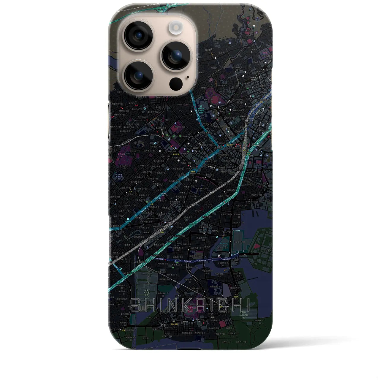 【新開地(兵庫県)】地図柄iPhoneケース(バックカバータイプ)
