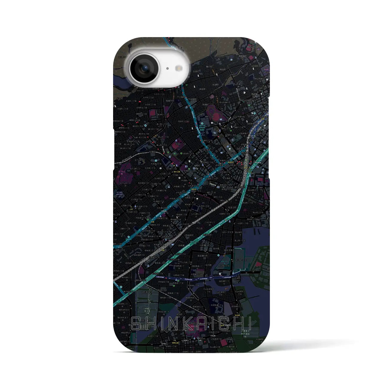 【新開地(兵庫県)】地図柄iPhoneケース(バックカバータイプ)