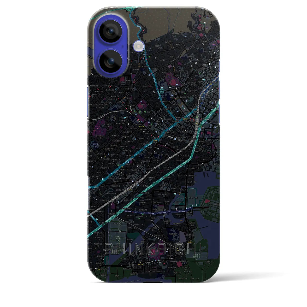 【新開地(兵庫県)】地図柄iPhoneケース(バックカバータイプ)