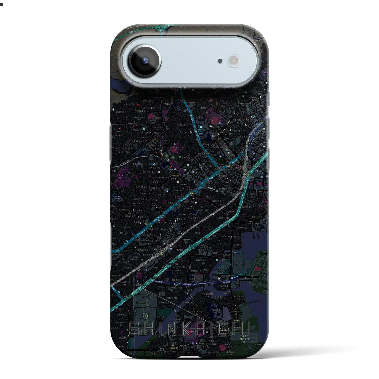 【新開地(兵庫県)】地図柄iPhoneケース(バックカバータイプ)