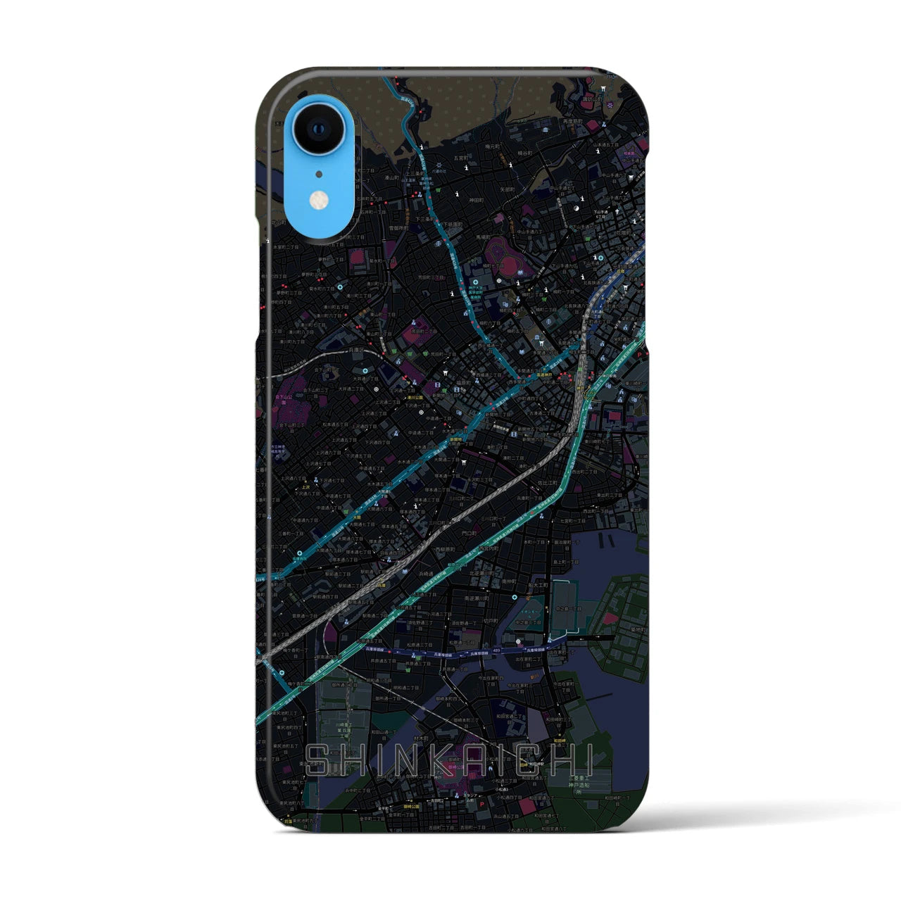 【新開地(兵庫県)】地図柄iPhoneケース(バックカバータイプ)