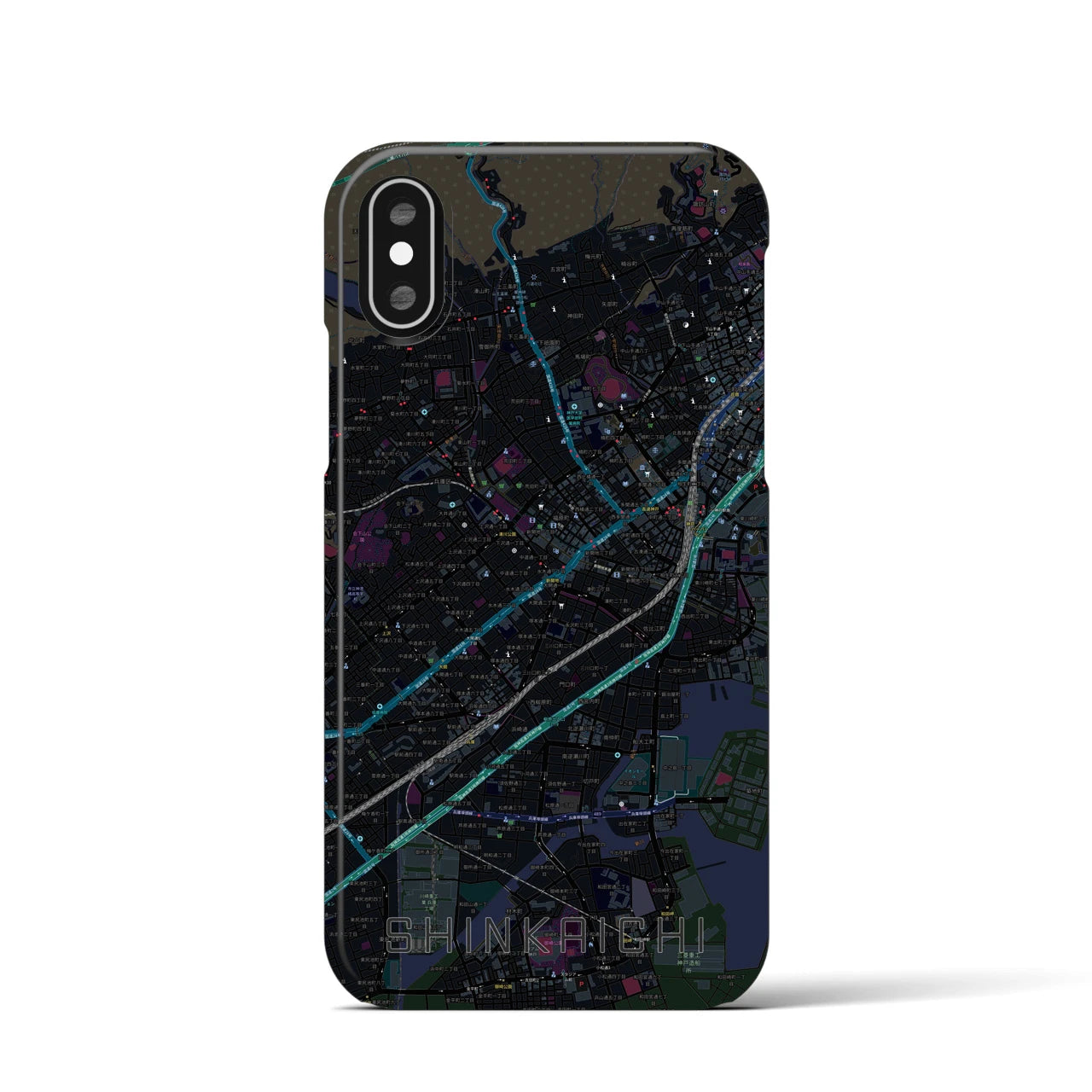 【新開地(兵庫県)】地図柄iPhoneケース(バックカバータイプ)