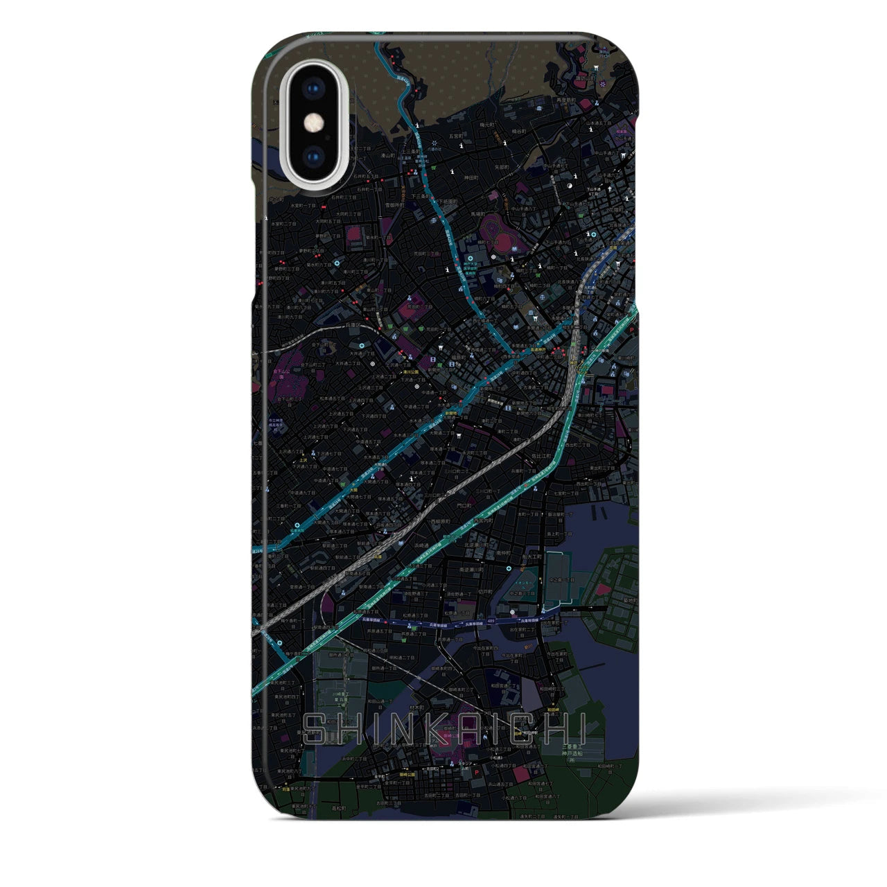 【新開地(兵庫県)】地図柄iPhoneケース(バックカバータイプ)
