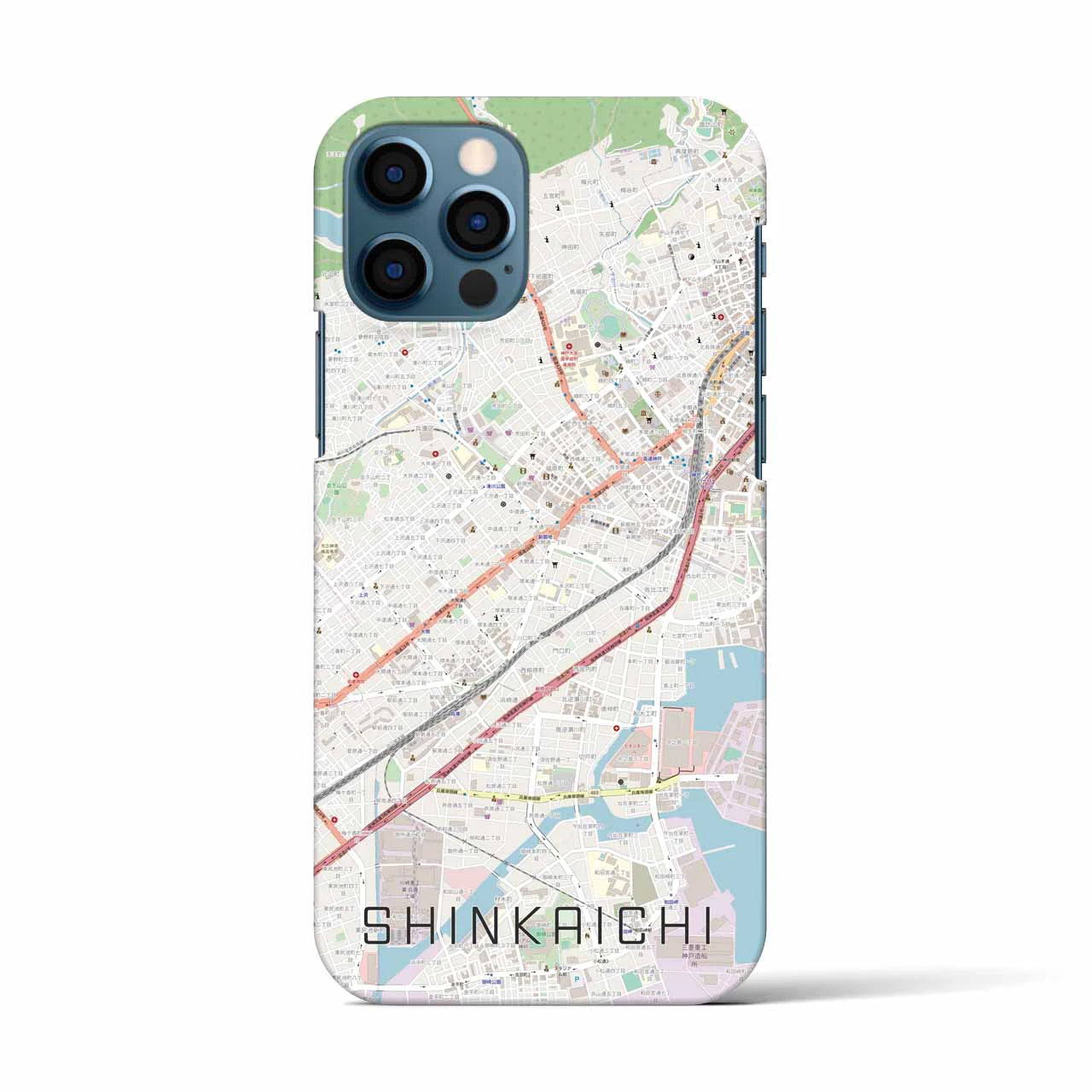 【新開地(兵庫県)】地図柄iPhoneケース(バックカバータイプ)