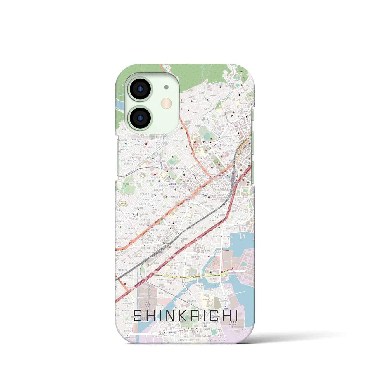 【新開地(兵庫県)】地図柄iPhoneケース(バックカバータイプ)