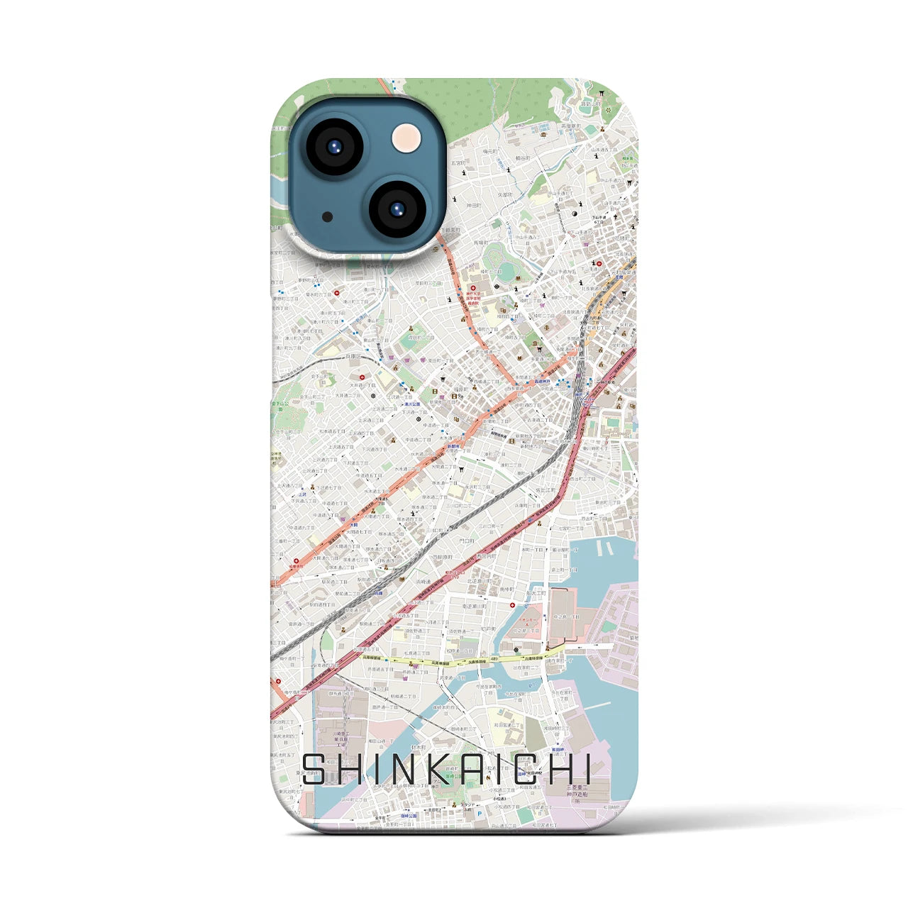【新開地(兵庫県)】地図柄iPhoneケース(バックカバータイプ)