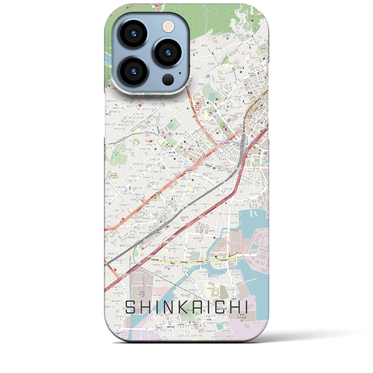 【新開地(兵庫県)】地図柄iPhoneケース(バックカバータイプ)