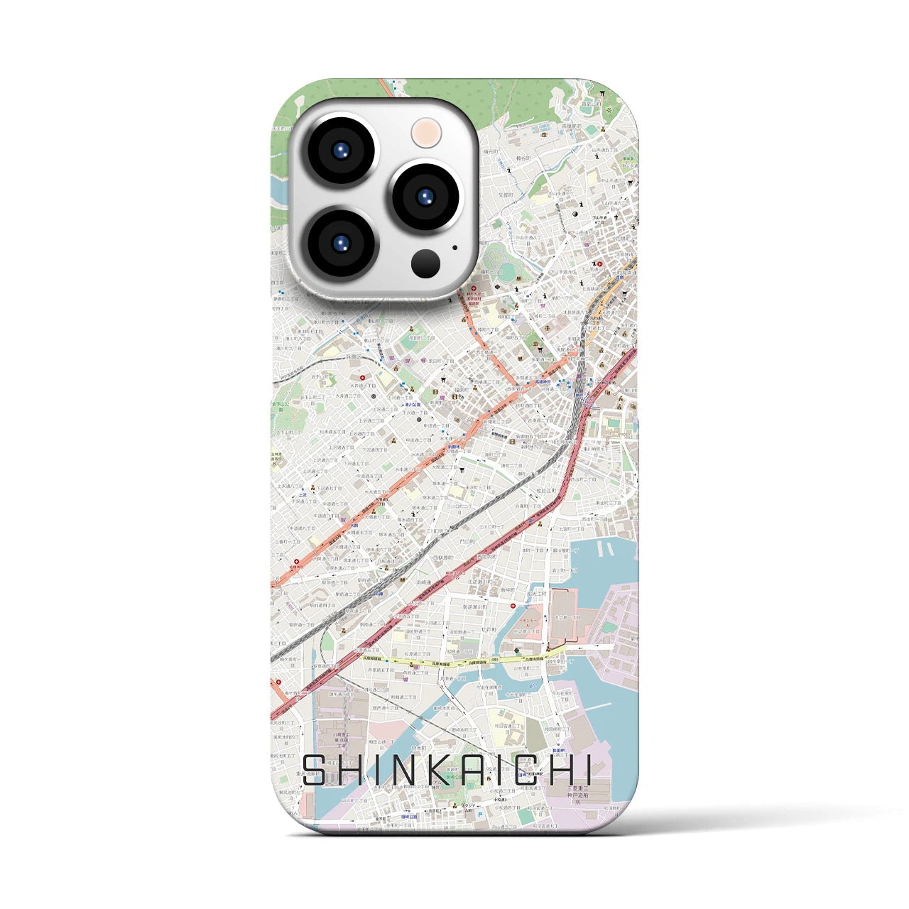 【新開地(兵庫県)】地図柄iPhoneケース(バックカバータイプ)