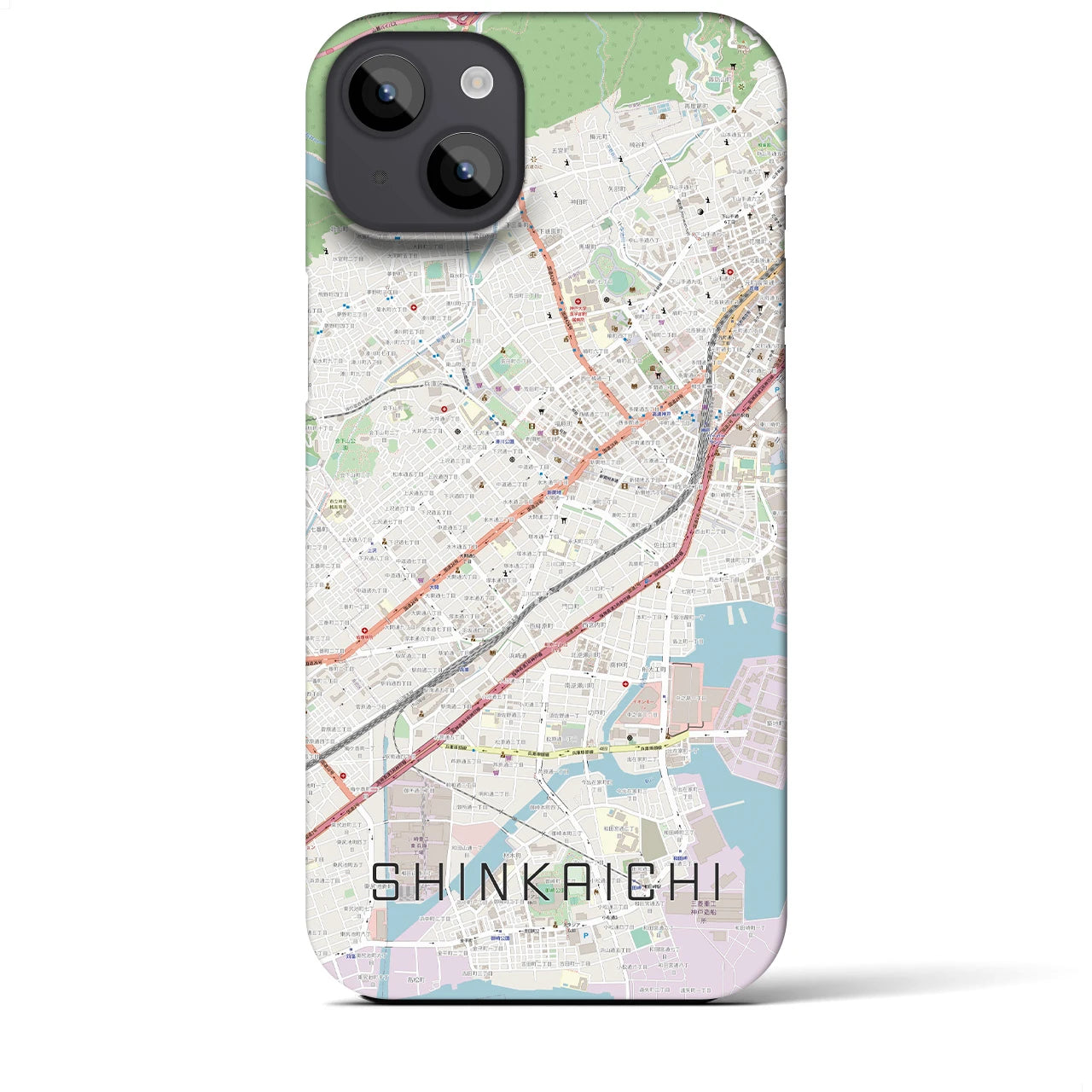【新開地(兵庫県)】地図柄iPhoneケース(バックカバータイプ)