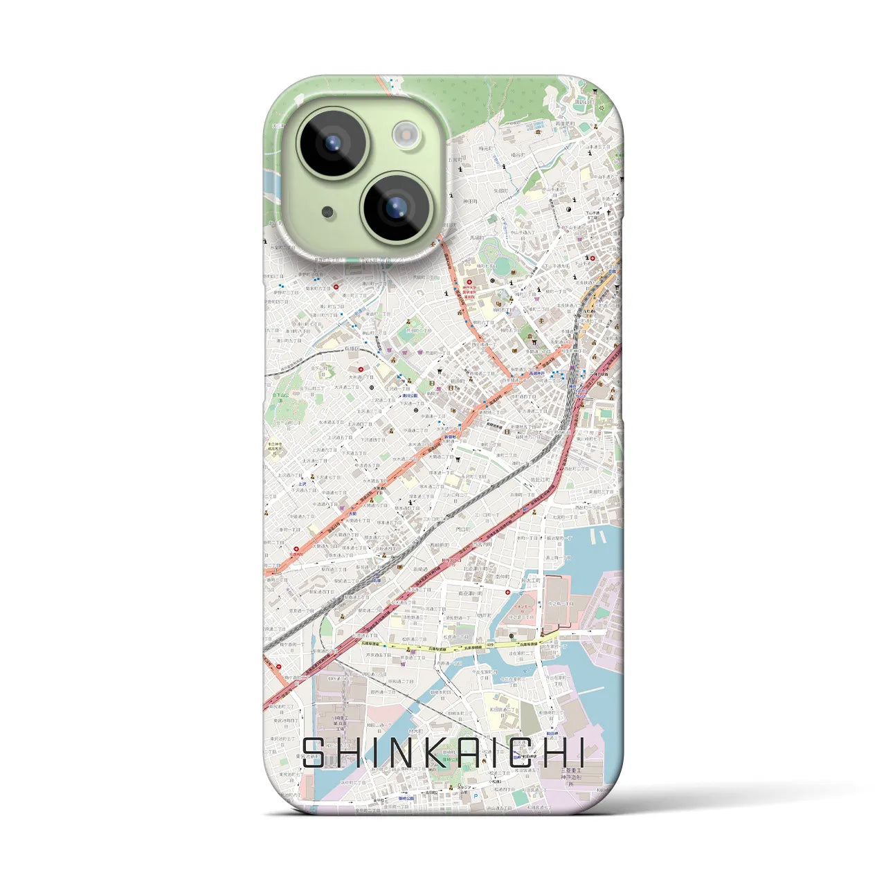 【新開地(兵庫県)】地図柄iPhoneケース(バックカバータイプ)