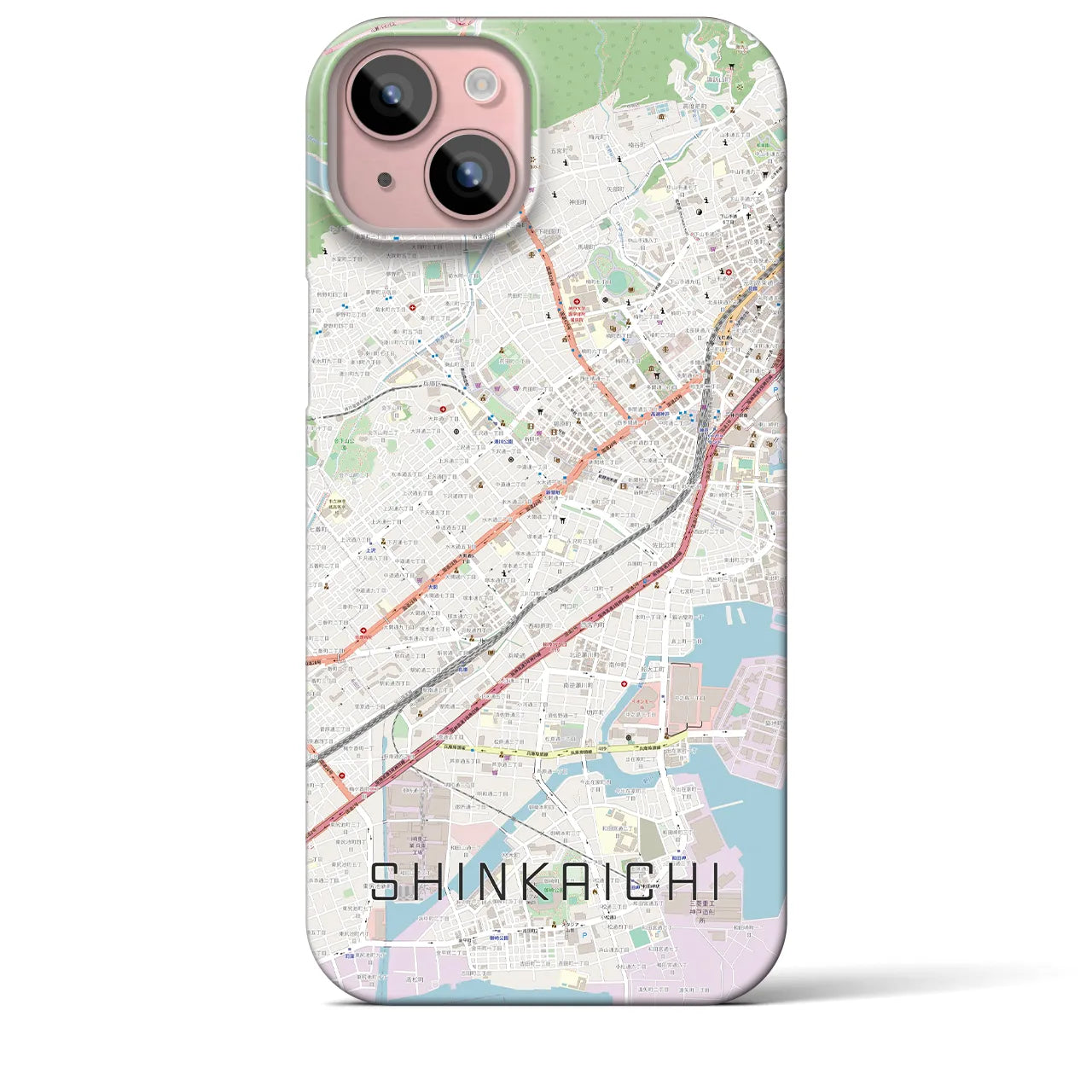 【新開地(兵庫県)】地図柄iPhoneケース(バックカバータイプ)