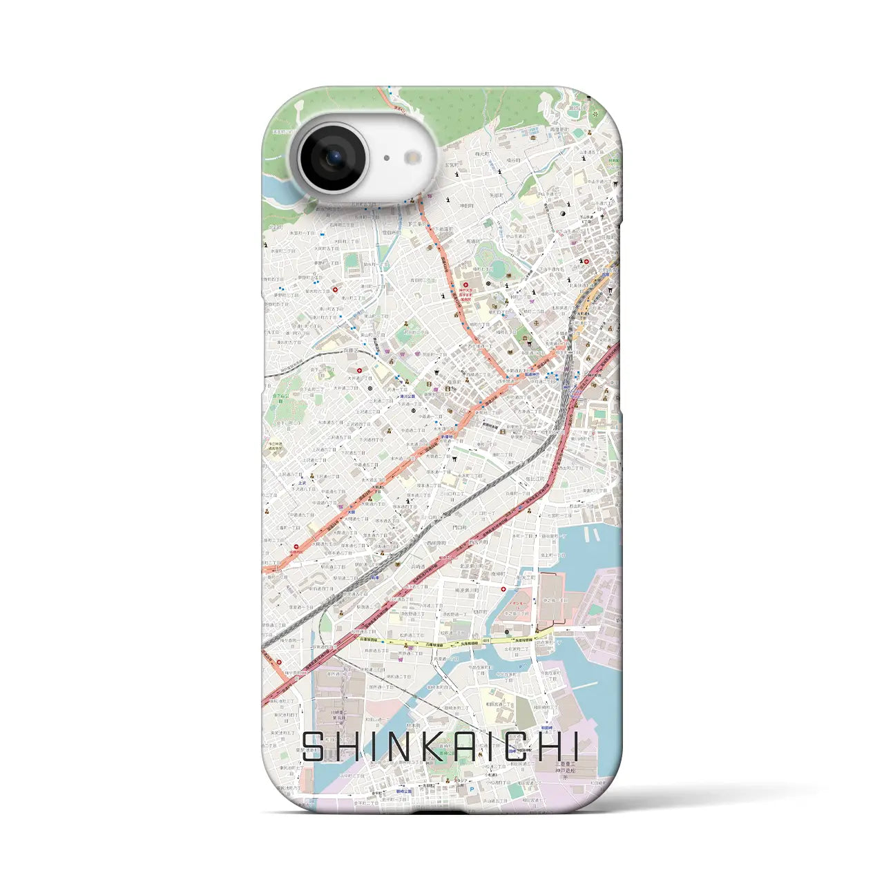 【新開地(兵庫県)】地図柄iPhoneケース(バックカバータイプ)