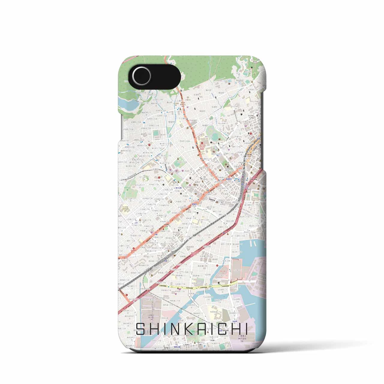 【新開地(兵庫県)】地図柄iPhoneケース(バックカバータイプ)