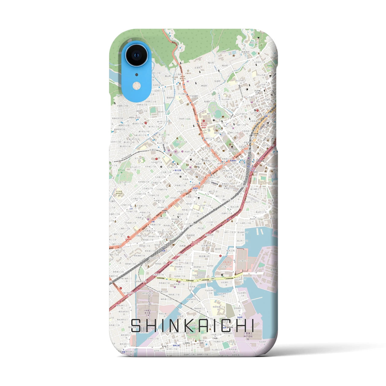 【新開地(兵庫県)】地図柄iPhoneケース(バックカバータイプ)