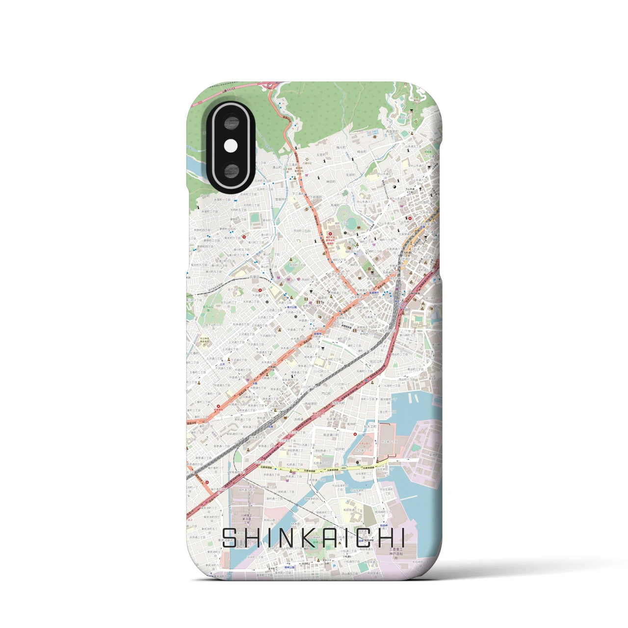 【新開地(兵庫県)】地図柄iPhoneケース(バックカバータイプ)