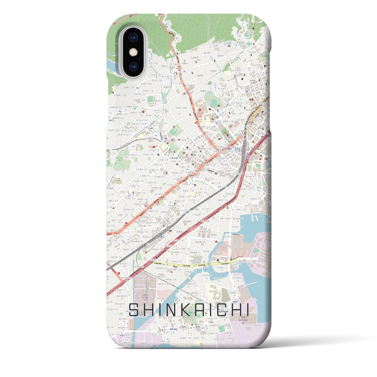 【新開地(兵庫県)】地図柄iPhoneケース(バックカバータイプ)