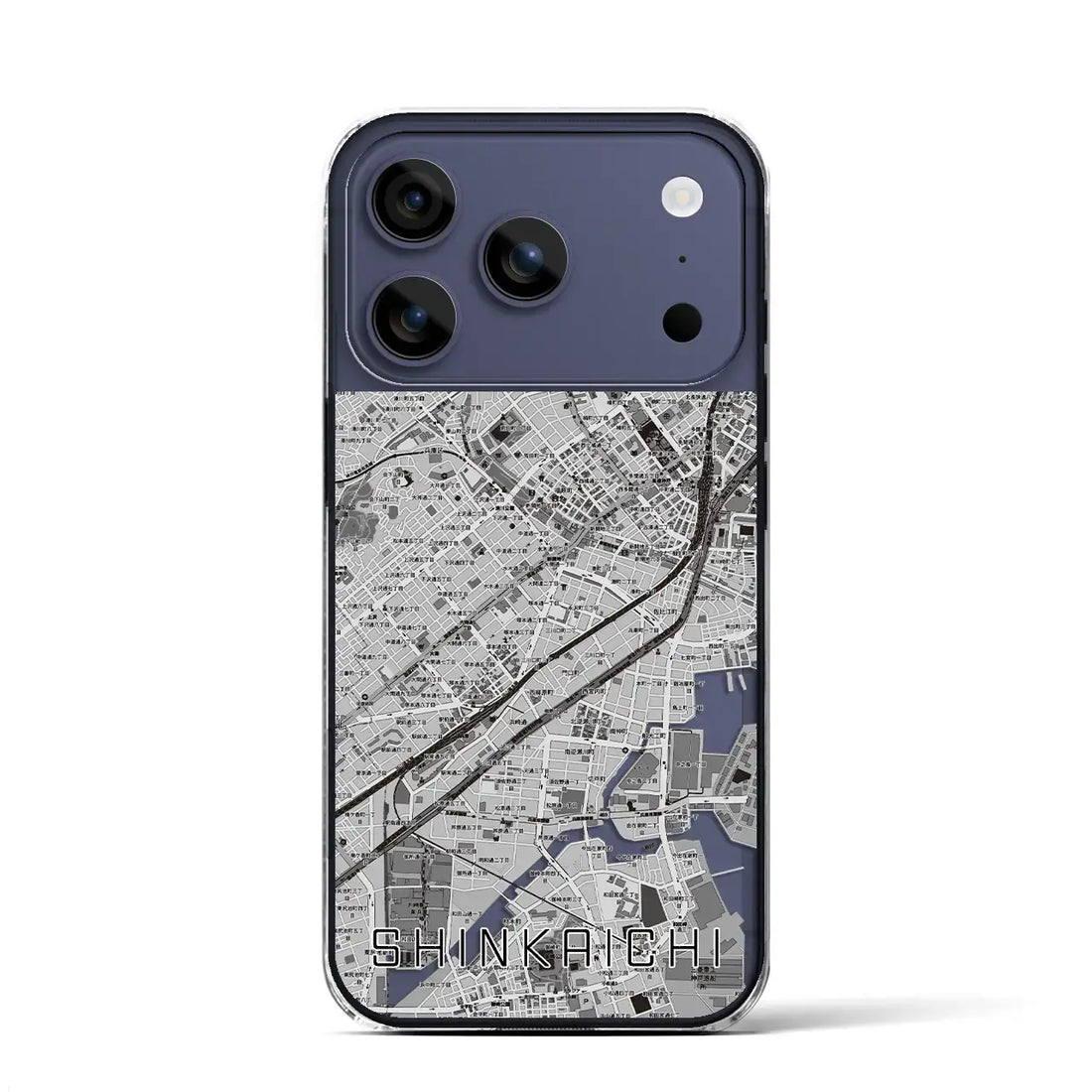 【新開地(兵庫県)】地図柄iPhoneケース(クリアタイプ)モノトーン・iPhone 17 Pro Max 用