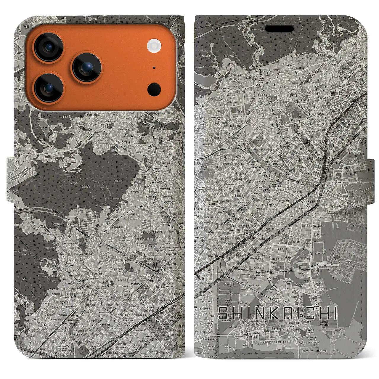 【新開地(兵庫県)】地図柄iPhoneケース(手帳タイプ)