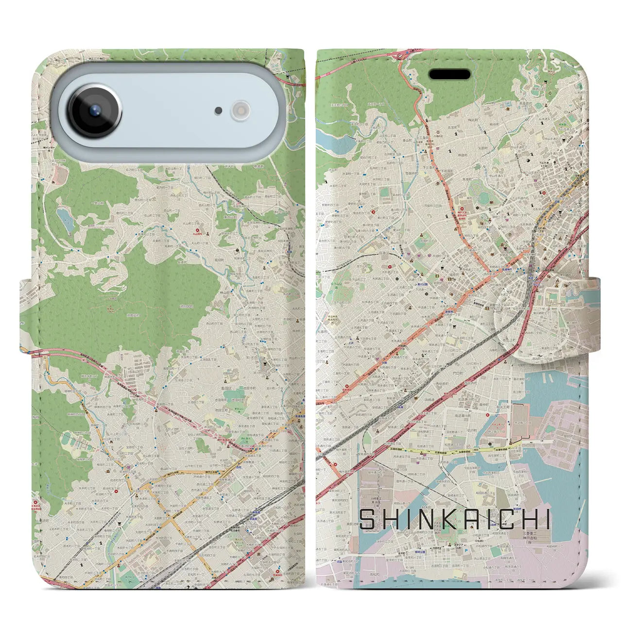 【新開地(兵庫県)】地図柄iPhoneケース(手帳タイプ)