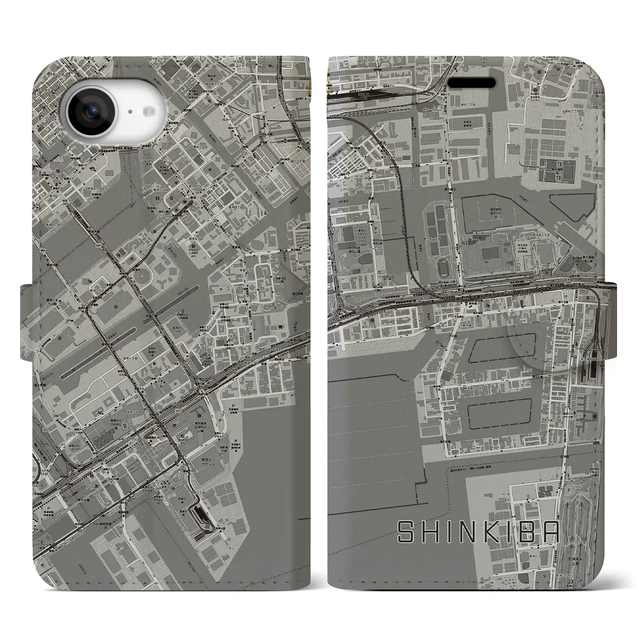 【新木場(東京都)】地図柄iPhoneケース(手帳タイプ)