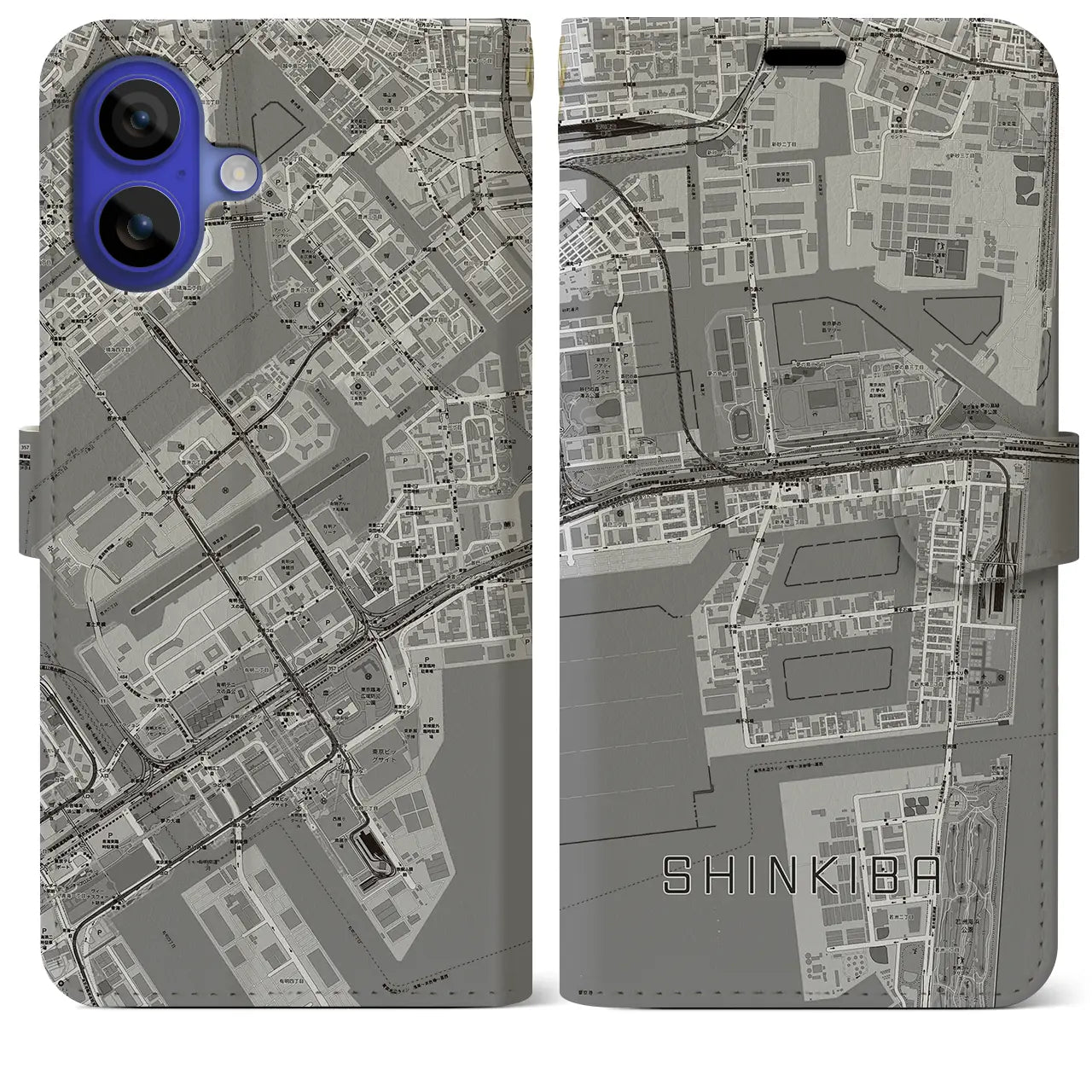 【新木場(東京都)】地図柄iPhoneケース(手帳タイプ)