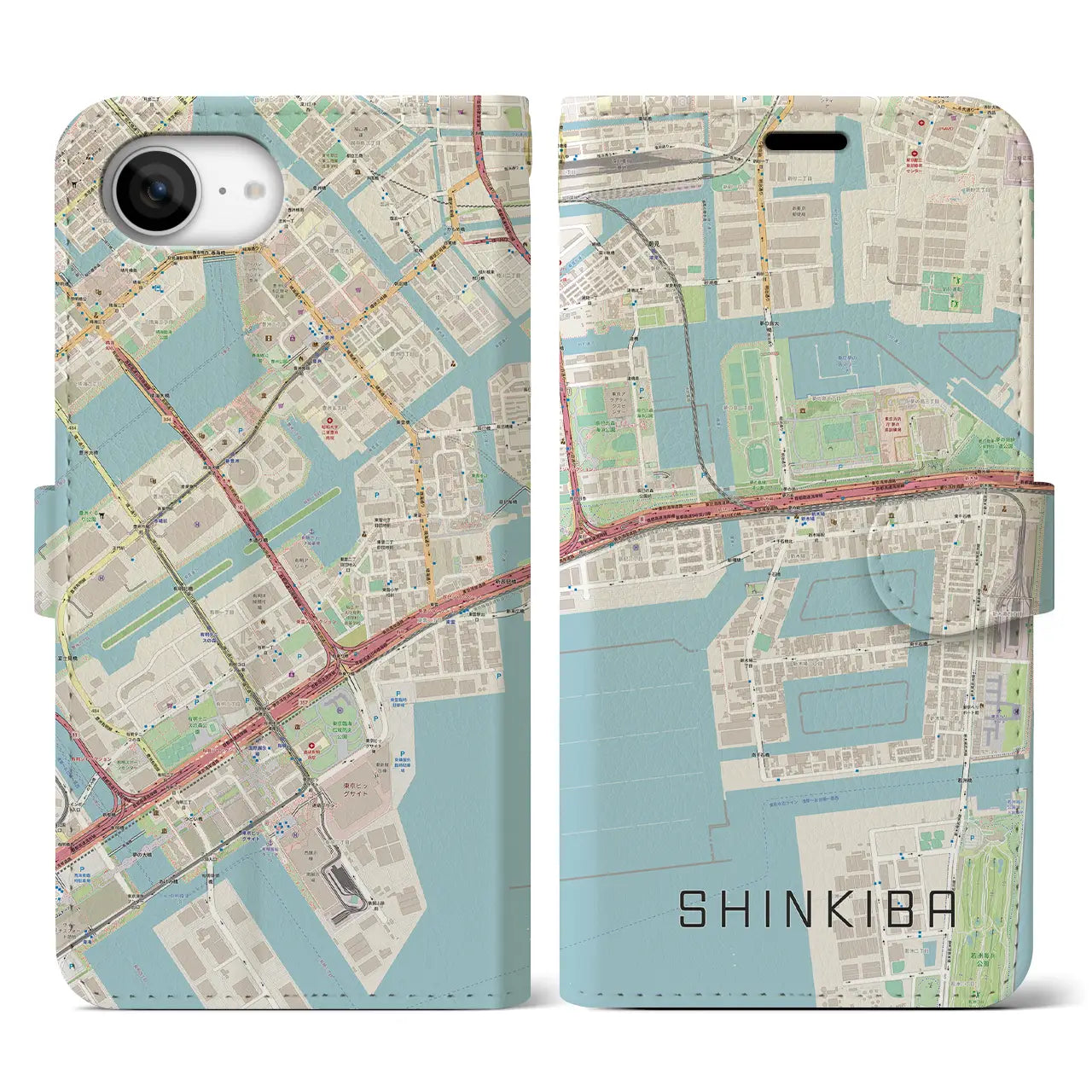 【新木場(東京都)】地図柄iPhoneケース(手帳タイプ)