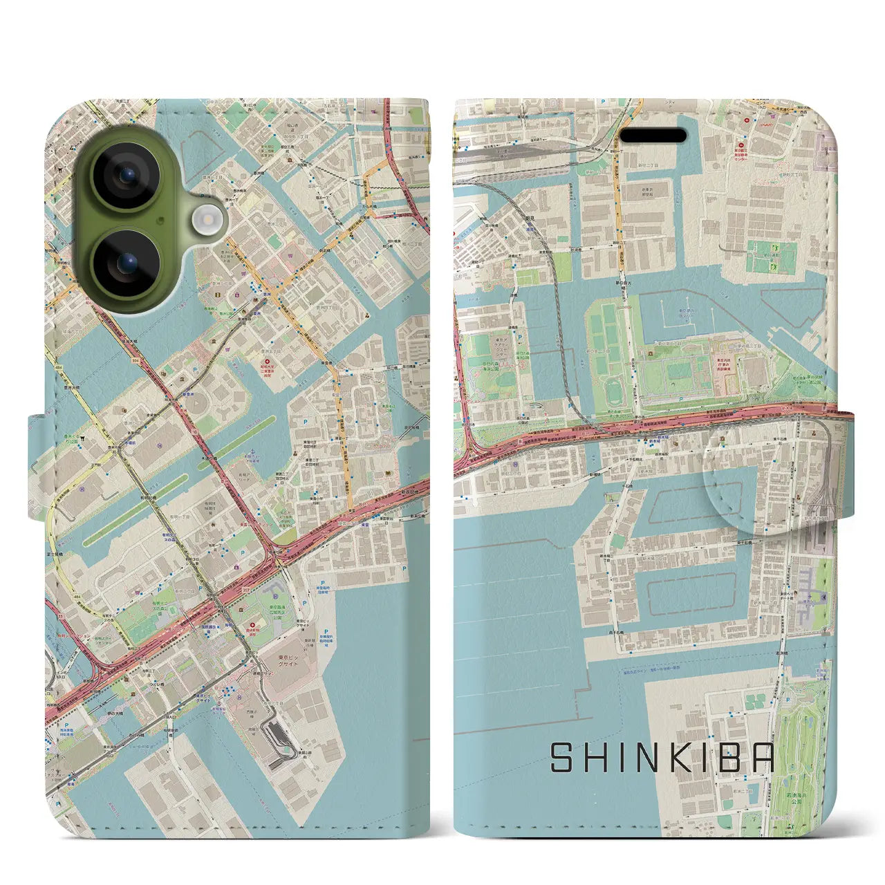 【新木場(東京都)】地図柄iPhoneケース(手帳タイプ)ナチュラル・iPhone 17 Pro Max 用
