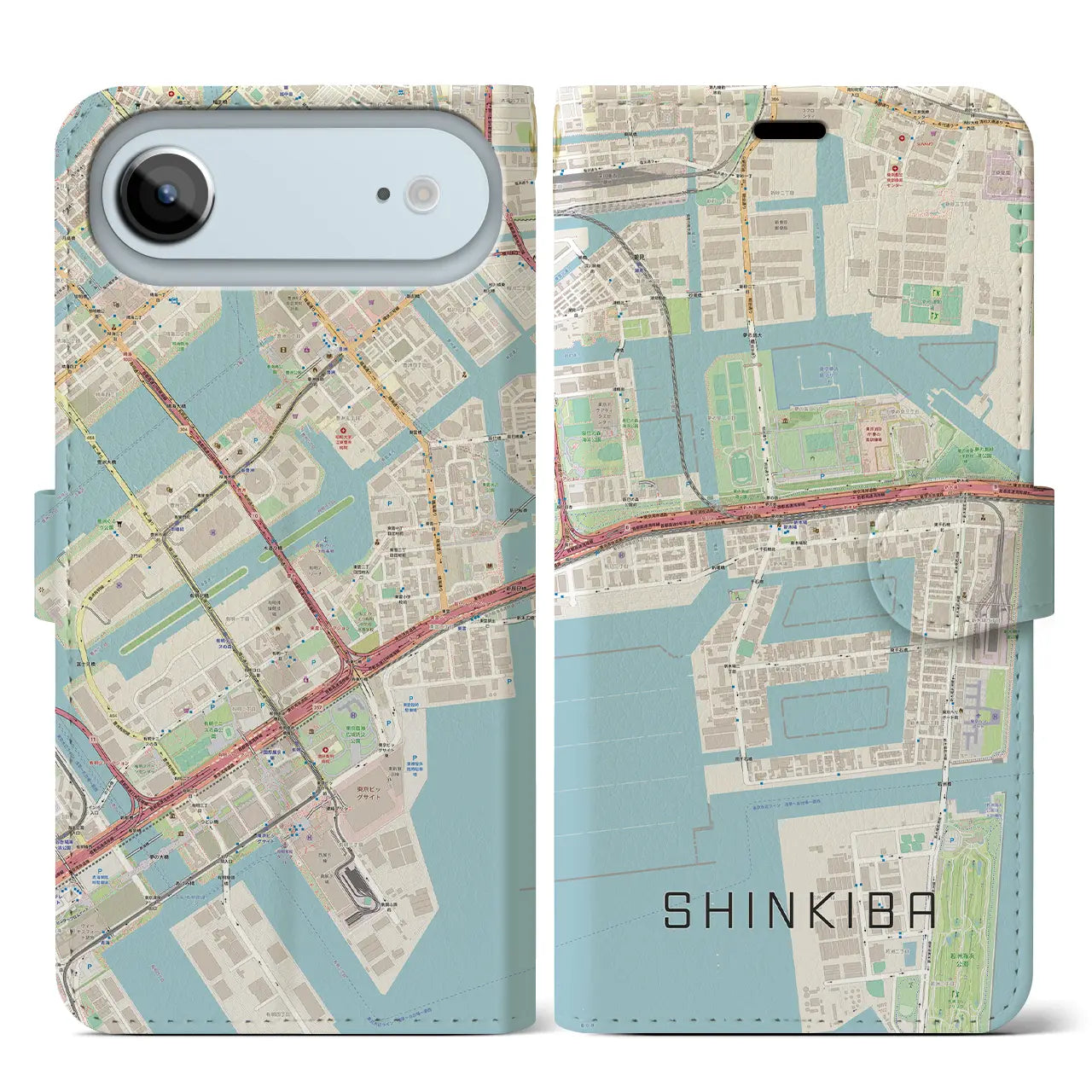 【新木場(東京都)】地図柄iPhoneケース(手帳タイプ)