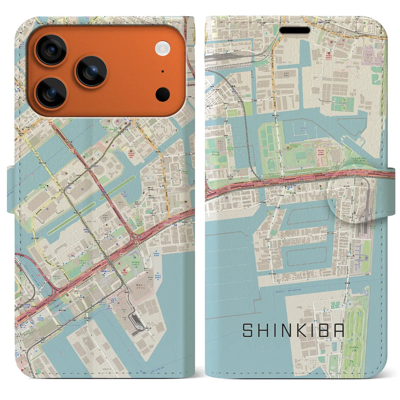 【新木場(東京都)】地図柄iPhoneケース(手帳タイプ)